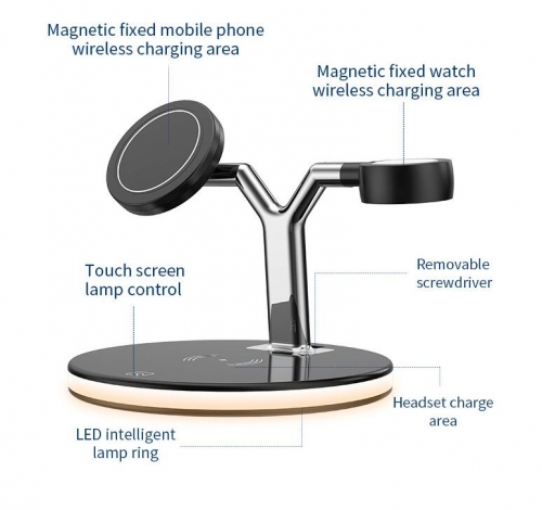 3 in 1 970 Y Magnetic Wireless Charger Station with LED Display VAC03573