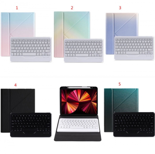 Square Key Rainbow Color Leather Wireless Keyboard Case for iPad VAC04591