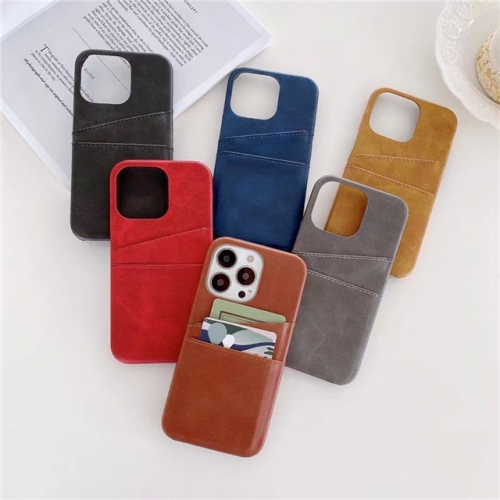 202104 Dual Card Slots Leather PU Case for iPhone/Samsung VAC05152