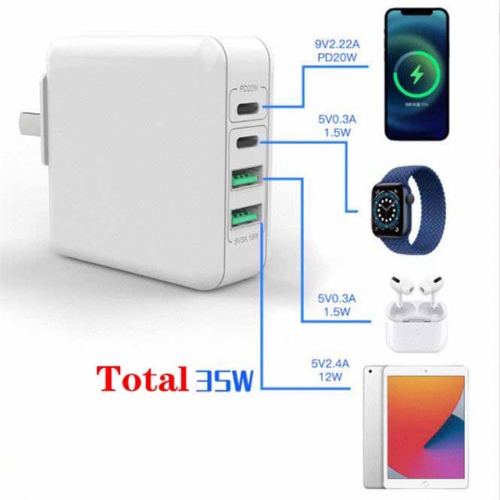 Multi Ports 20W PD Charging + 12W Charging Charger VAC05797