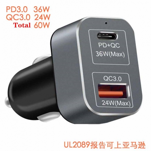 PD 36W Charging + QC 3.0 24W Charging Car Charger VAC05799