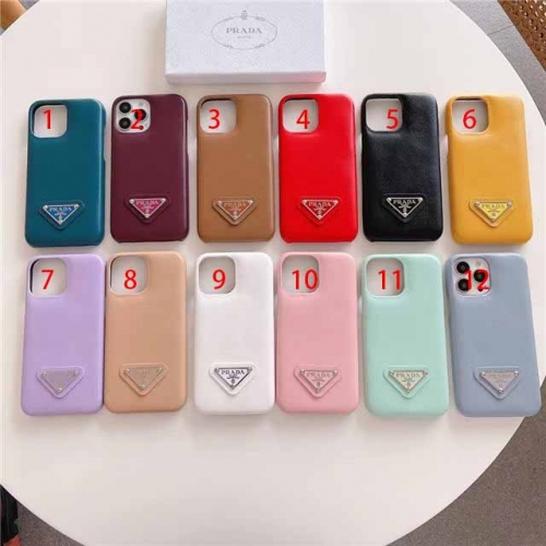202201 Luxury Metal Logo Leather Case for iPhone VAC05969