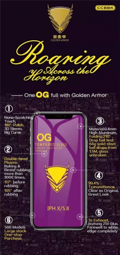 for iPhone Golden Armor Full Glue HD Tempered Glass VAC05956