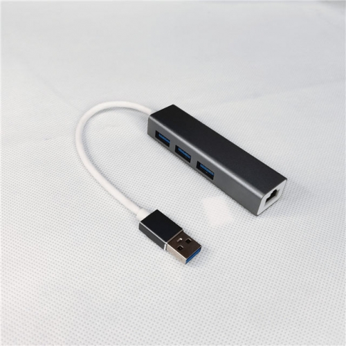 Aluminum USB Ethernet Adaptor with 3USB Ports VAC06077