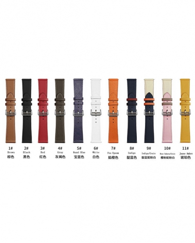 202201 Solid Color Leather Watch Band for Samsung Watch VAC06405