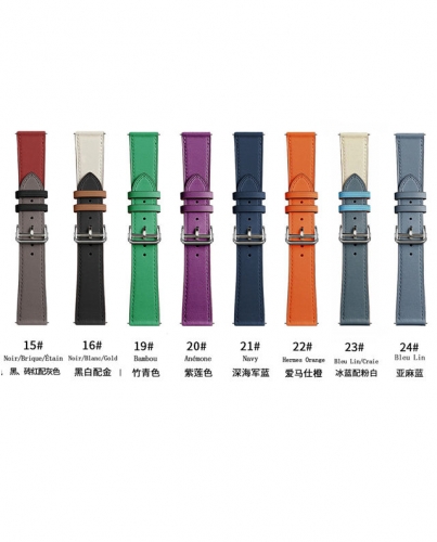 202201 Solid Color Leather Watch Band for Samsung Watch VAC06408