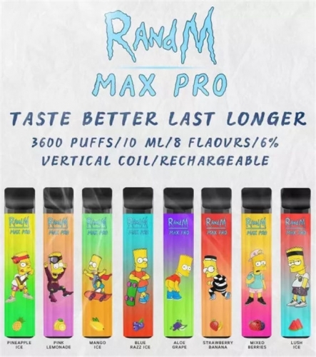 RandM Max Pro Rechargeable 3600 Puff Disposable Vape Pen Pod Device VAC06510