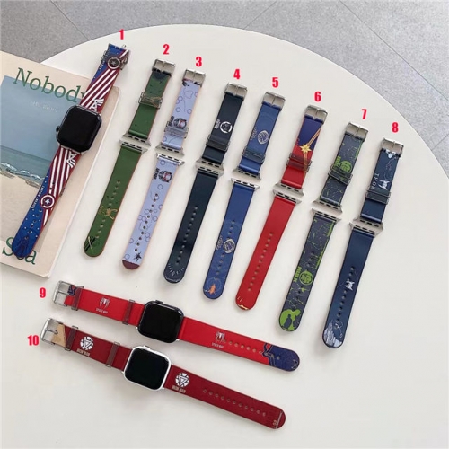 202202 Marvel Pattern Leather Watch Band for Apple Watch VAC06572