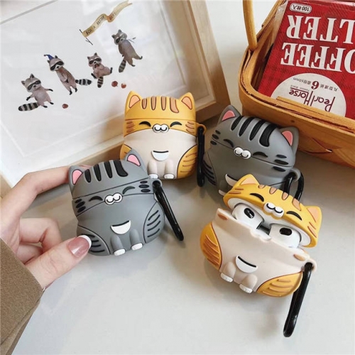 202202 Yellow Cat Gray Cat 3D Silicon Case for AirPods VAC06748