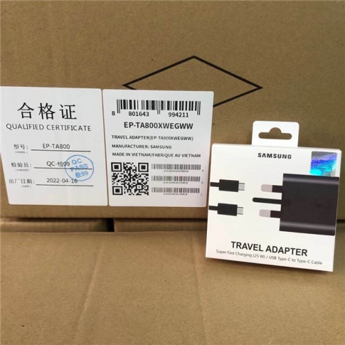 25w USB-C PD Charging Kits for Note10 S20 UK Pin VAC08092