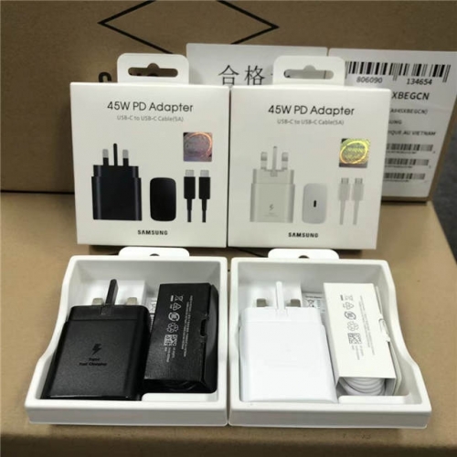 45w USB-C PD Charging Kits for Note10 S21 UK Pin VAC08094