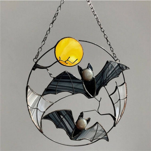 Bat Moon Halloween Horror Picture Home House Decor Panel Ornament Window Wall Hanging VAC08219
