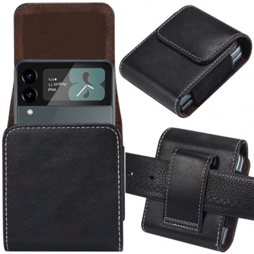 for Z Flip4 Leather Phone Pouch Phone Holster With Magnetic Clasp VAC10082
