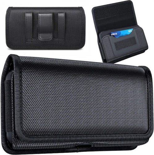 HP08B Horizontal Nylon Phone Pouch with Card Slot Phone Holster With Velcro And Belt Loops VAC10082