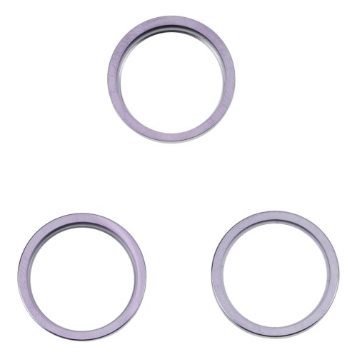 For iPhone 14 Pro 3PCS Rear Camera Glass Lens Metal Outside Protector Hoop Ring(Deep Purple)
