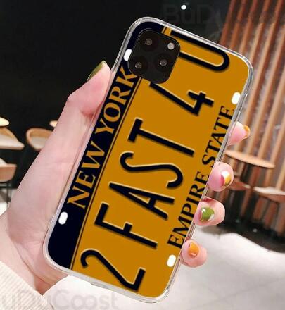 202104 New York Car Plate Black TPU Glass Case for iPhone VAC04790