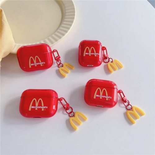 202303 XHXH McDonald Oval TPU Case with Charm for AirPods