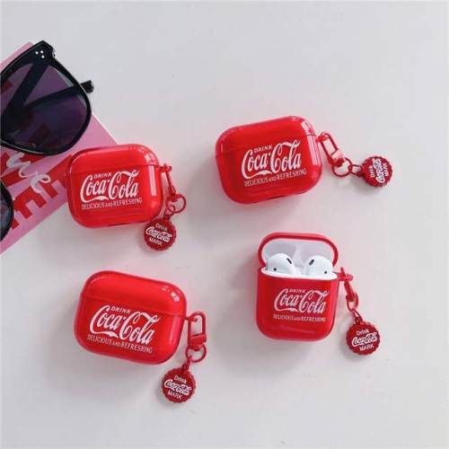 202303 XHXH Coca Cola Oval TPU Case with Charm for AirPods