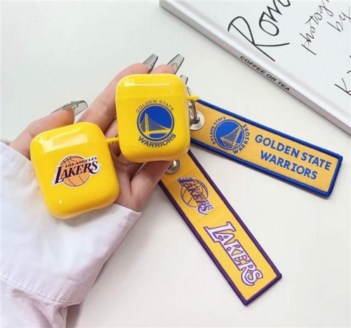 202303 XHXH Lakers Warriors Oval TPU Case with Charm for AirPods