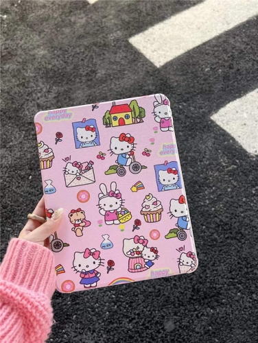 202303 360 Rotate Hello Kitty Pattern PU Case for iPad VAC12118