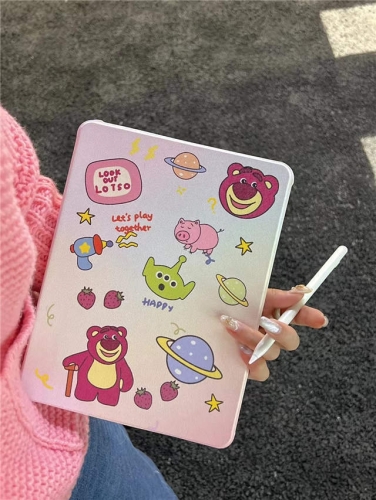 202303 360 Rotate Lotso Pattern PU Case for iPad VAC12119