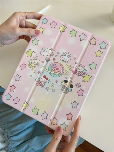 202303 Sanrio Hello Kitty Pattern Three Fold PU Mirror Case for iPad VAC12116