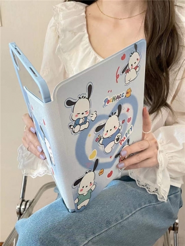 202303 360 Rotate Sanrio Pochacco Pattern PU Case for iPad VAC12125