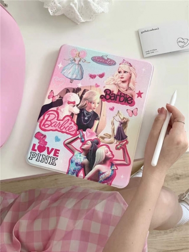 202303 360 Rotate Barbie Pattern PU Case for iPad VAC12172