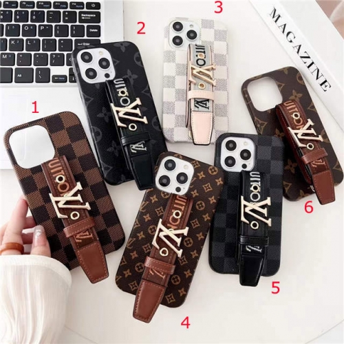 202303 Luxury LV Case with Grip Leather Band for iPhone VAC12768