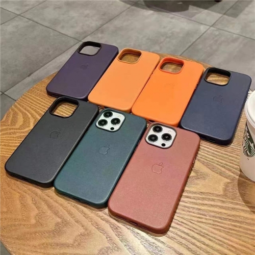 1:1 Official Logo Vegan Leather Case with IC Has Flash for iPhone VA01165