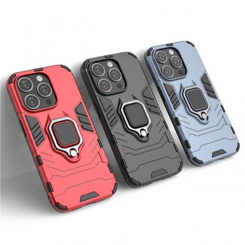 202303 HKHK GangTie Xia Armor PC Case with Ring for iPhone.Samsung VAC12953