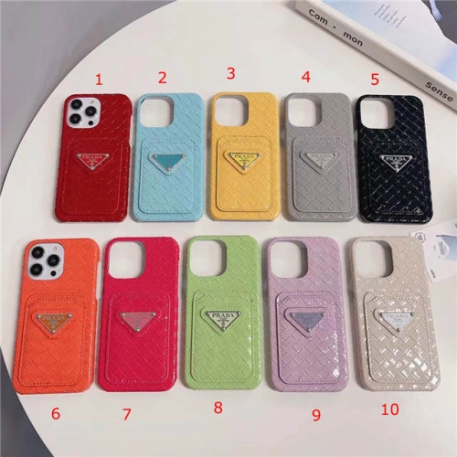 202303 Luxury PP Braid Texture PU Card Slot Ccase for iPhone VAC13007