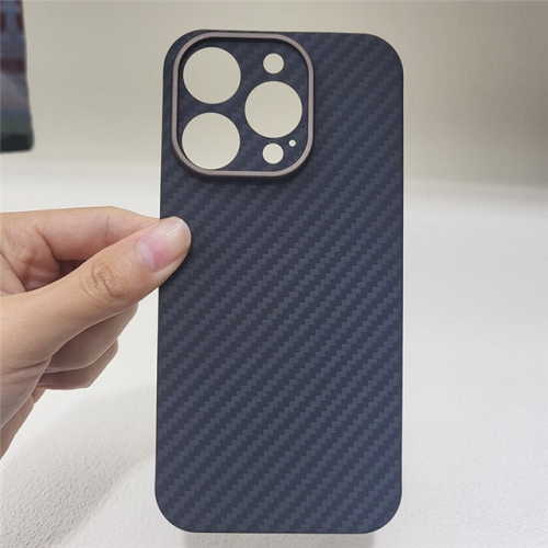 202303 1500D Real Carbon Fiber Case wiht Metal Ring for iPhone VAC13124
