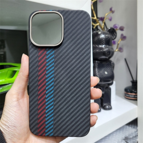 202303 1500D Real Carbon Fiber Case with Metal Ring for iPhone VAC13132