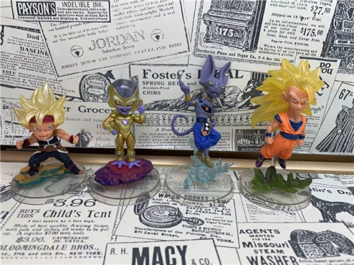 4pcs Set DBZ Goku Bardock Frieza Beerus God Mini Figures VAC12551