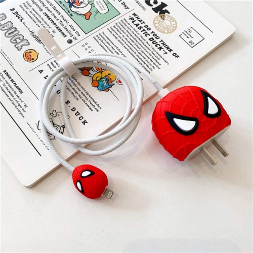 4pcs Set Spider Man Cartoon Protect Case for iPhone 20w/18w Charger Kits VAC13289