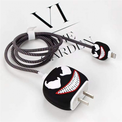 4pcs Set Venom Cartoon Protect Case for iPhone 20w/18w Charger Kits VAC13289