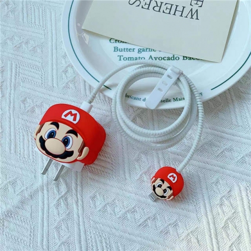 4pcs Set Mario Cartoon Protect Case for iPhone 20w/18w Charger Kits VAC13289