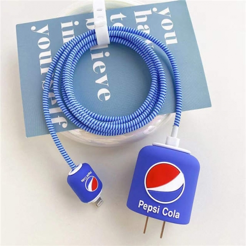 4pcs Set Pepsi Cartoon Protect Case for iPhone 20w/18w Charger Kits VAC13289