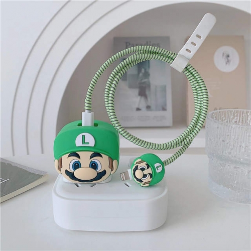 4pcs Set Luis Mario Cartoon Protect Case for iPhone 20w/18w Charger Kits VAC13289