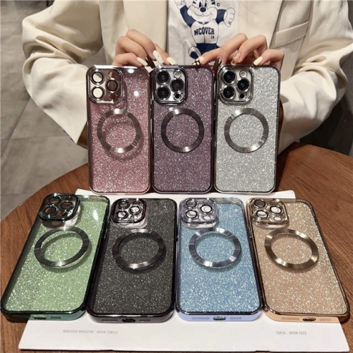 202401 Electroplated TPU Magsafe Case with Bling Sticker for iPhone VAC13461