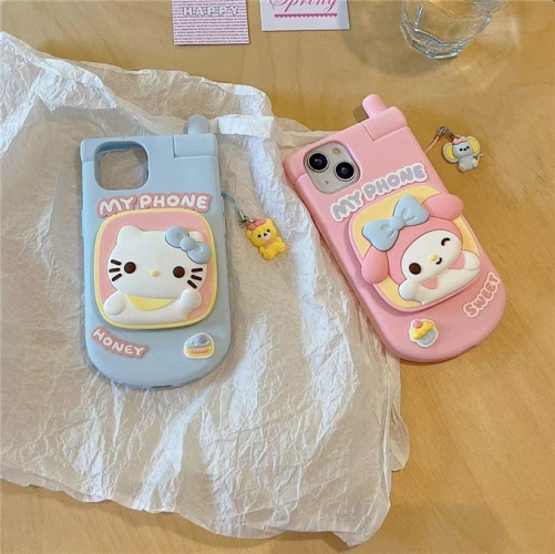 202402 BJYB Sanrio Hello Kitty Melody Mirror Stand 3D Silicon Case for iPhone