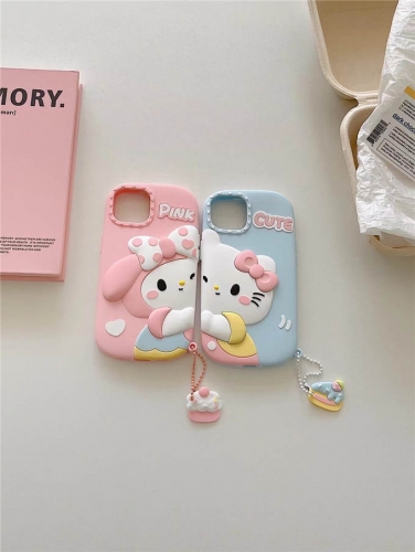 202402 BJYB Sanrio Hello Kitty Melody 3D Silicon Case for iPhone