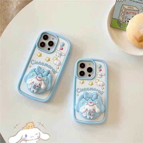 202402 YPYP Sanrio Cinnamoroll Mirror Stand 3D Silicon Case for iPhone