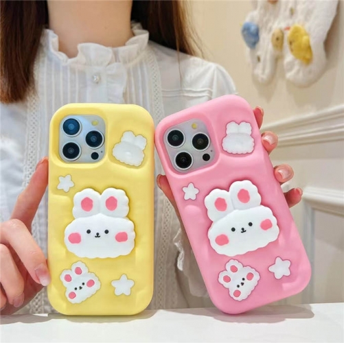 202402 YPYP Rabbit Pop Socket Stand 3D Silicon Case for iPhone