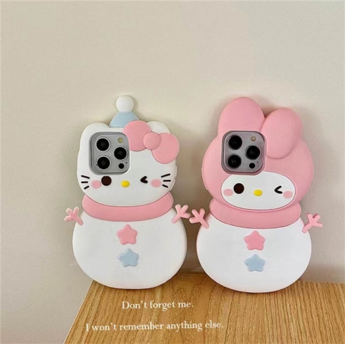 202402 BJYB Sanrio Snowman Hello Kitty Melody 3D Silicon Case for iPhone