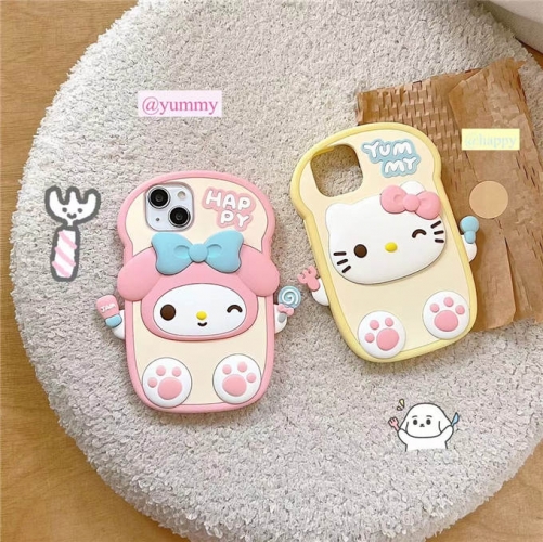 202402 BJYB Sanrio Hello Kitty Melody 3D Silicon Case for iPhone