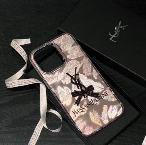 202402 XZXZ YSL Feather Pattern Underlay IMD Case for iPhone