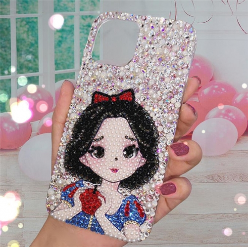 202402 Princess Snow White Crystal Full Rhinestones Case for iPhone VAC13636
