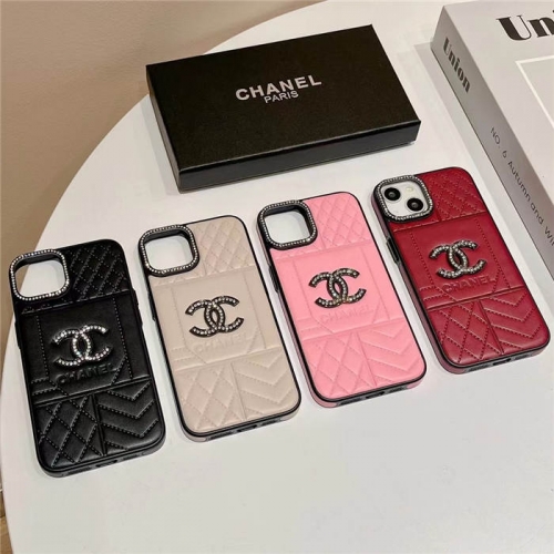 202303 SCSC Luxury CC Sides Sticker Full Cover Rhinestones Camera Ring Case for iPhone